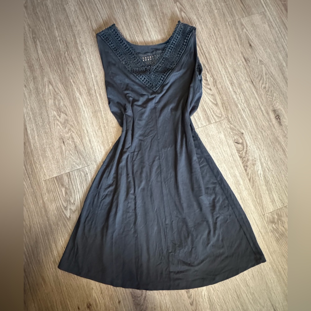 LOFT Black Dress with Intricate Crochet Design